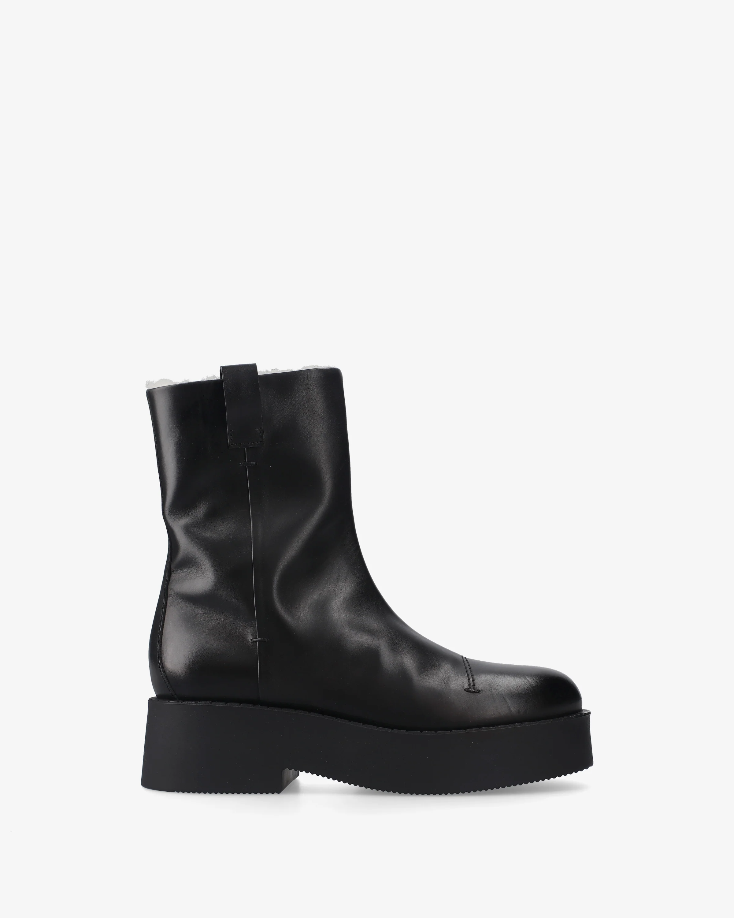 Leather platform ankle boots