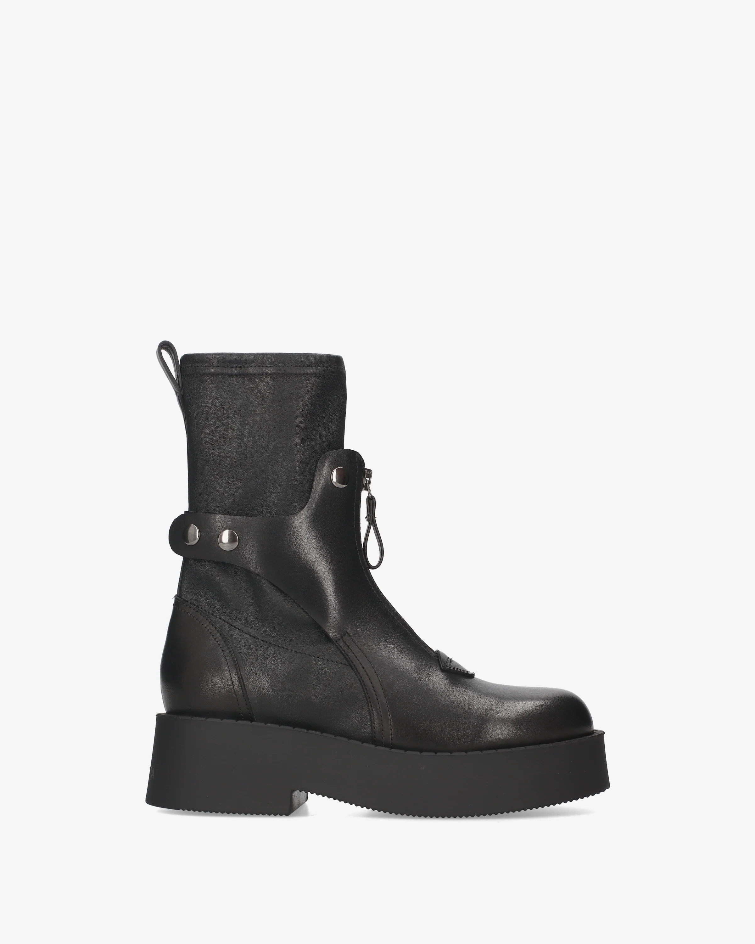 Leather ankle boots with a studded strap