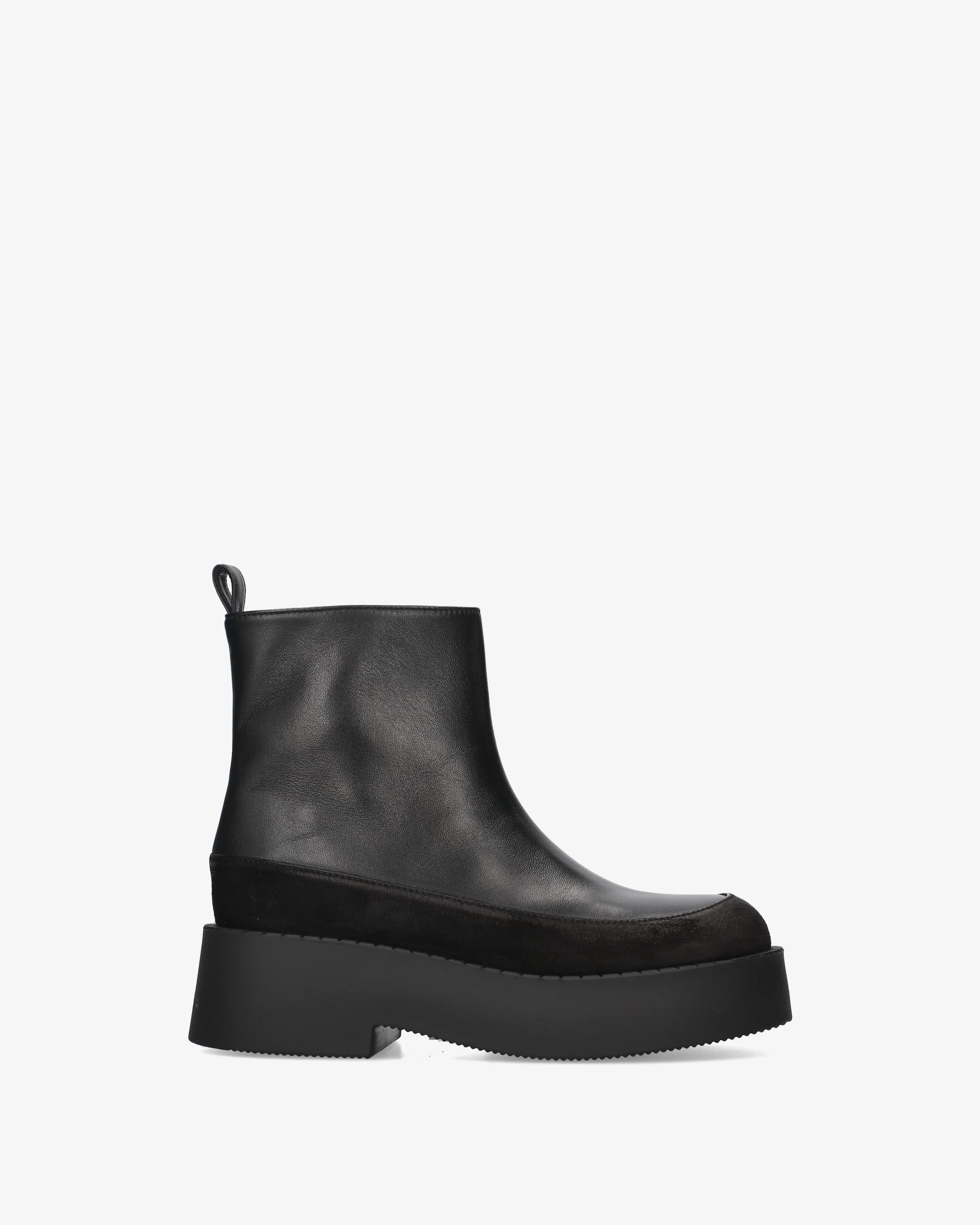 Leather and suede platform ankle boots