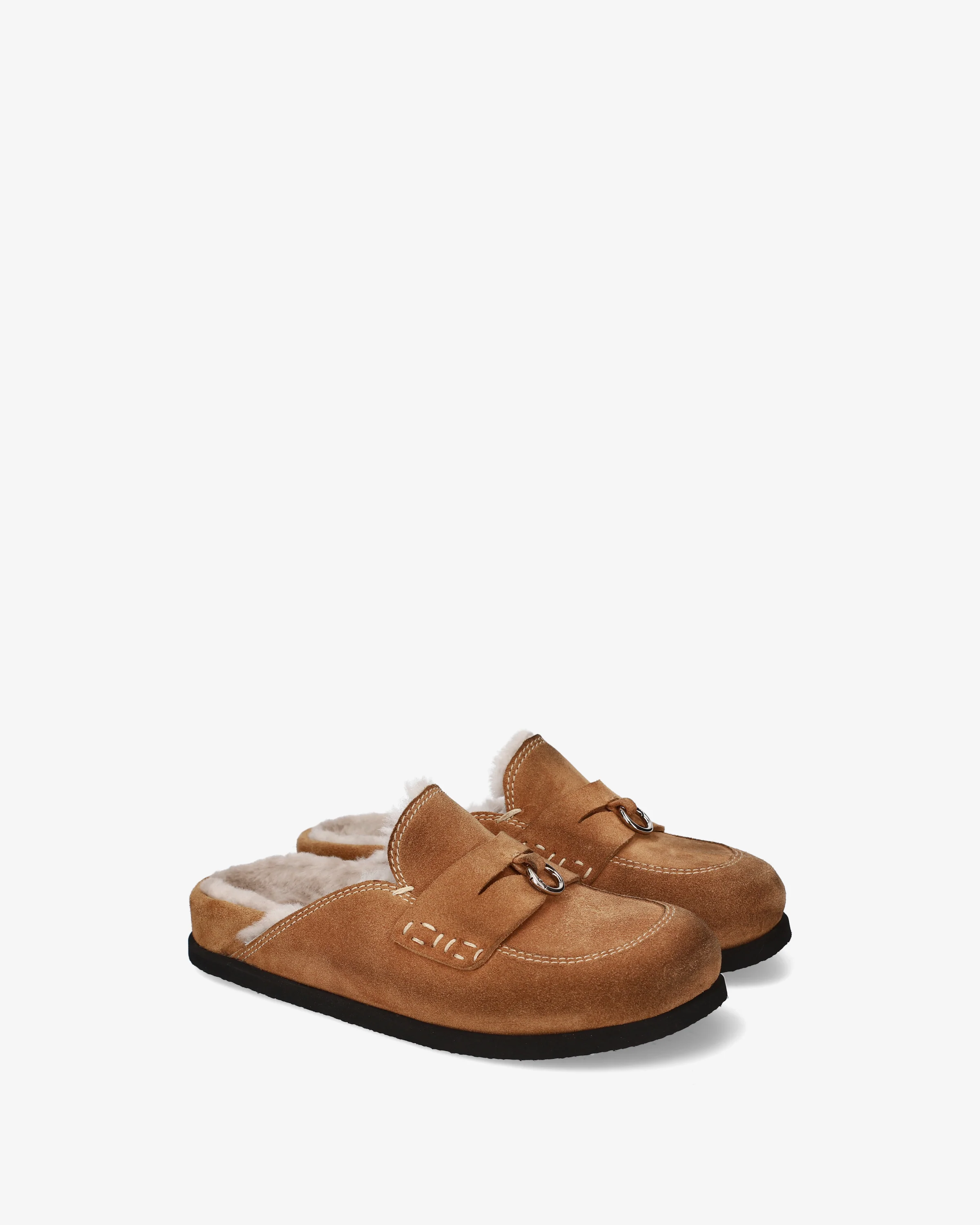 Split-leather mules with sheepskin lining - Image 2