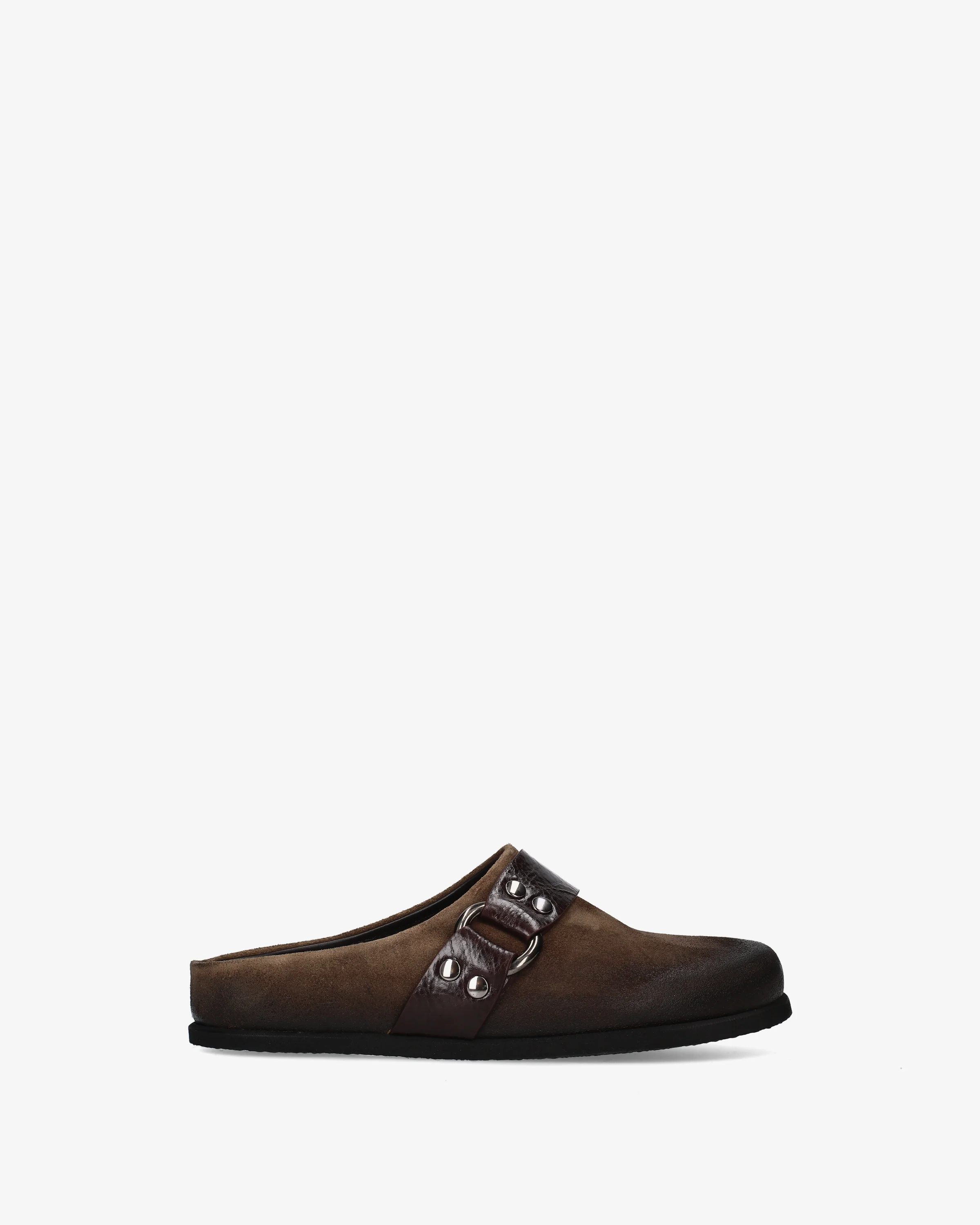 Brushed leather mules