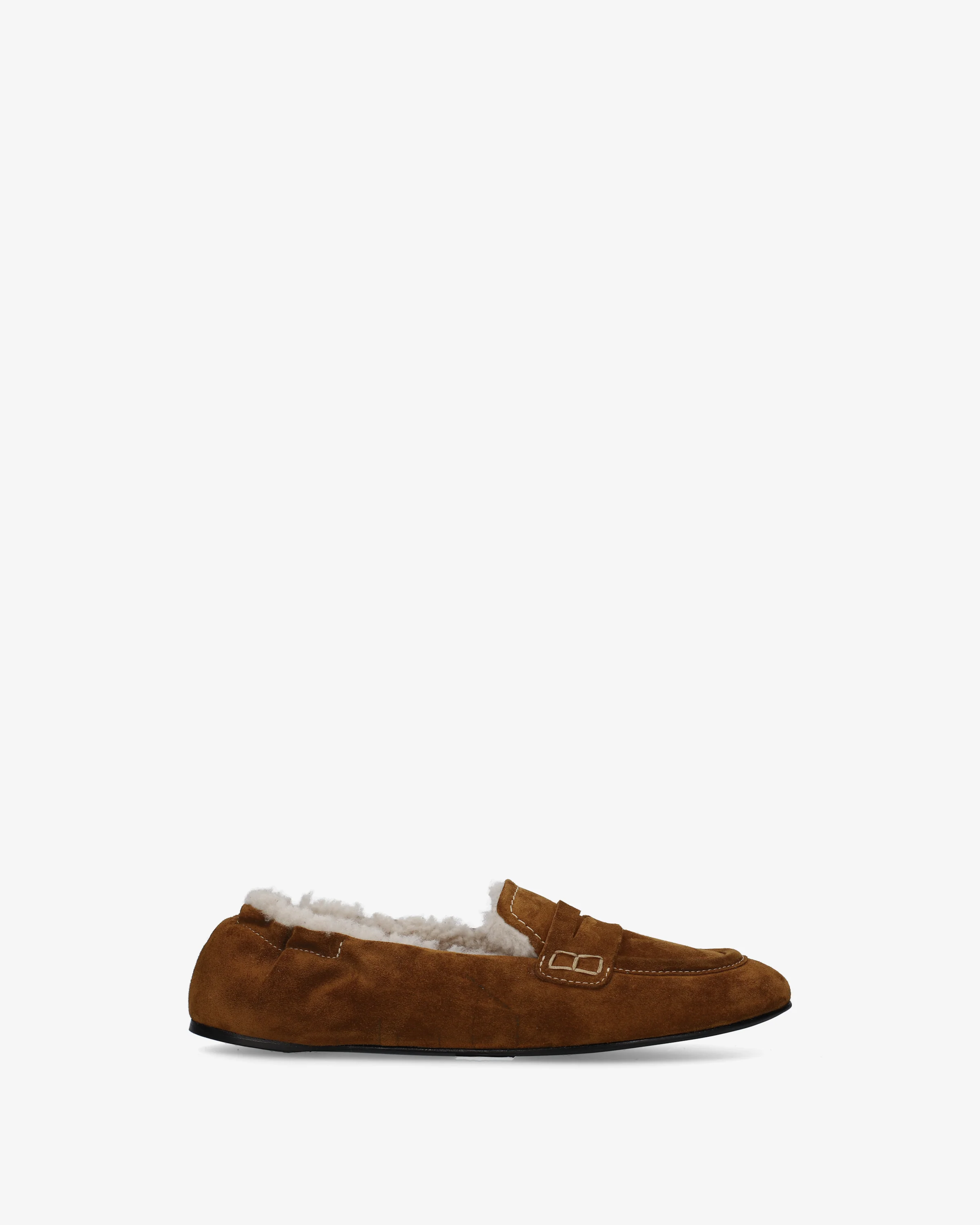 Split-leather moccasin with sheepskin lining