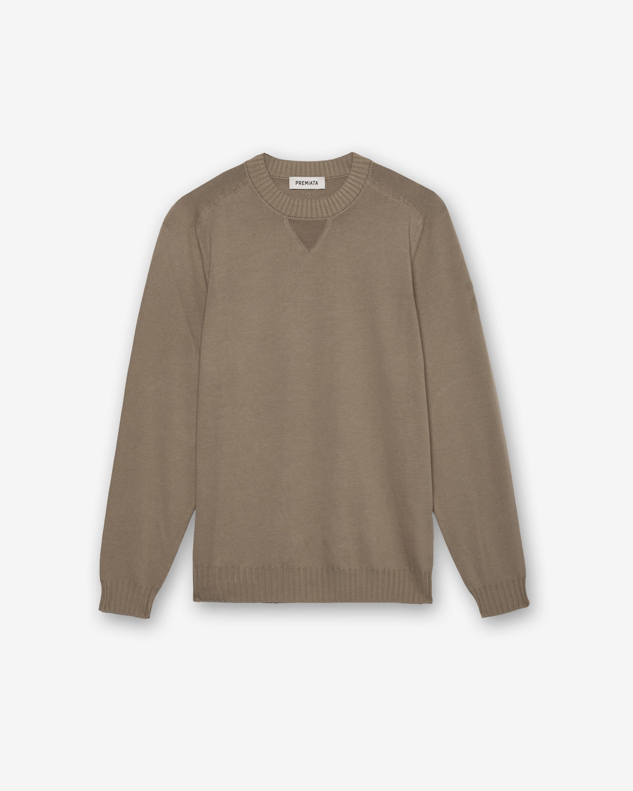 Crew-neck cotton sweater with nylon details