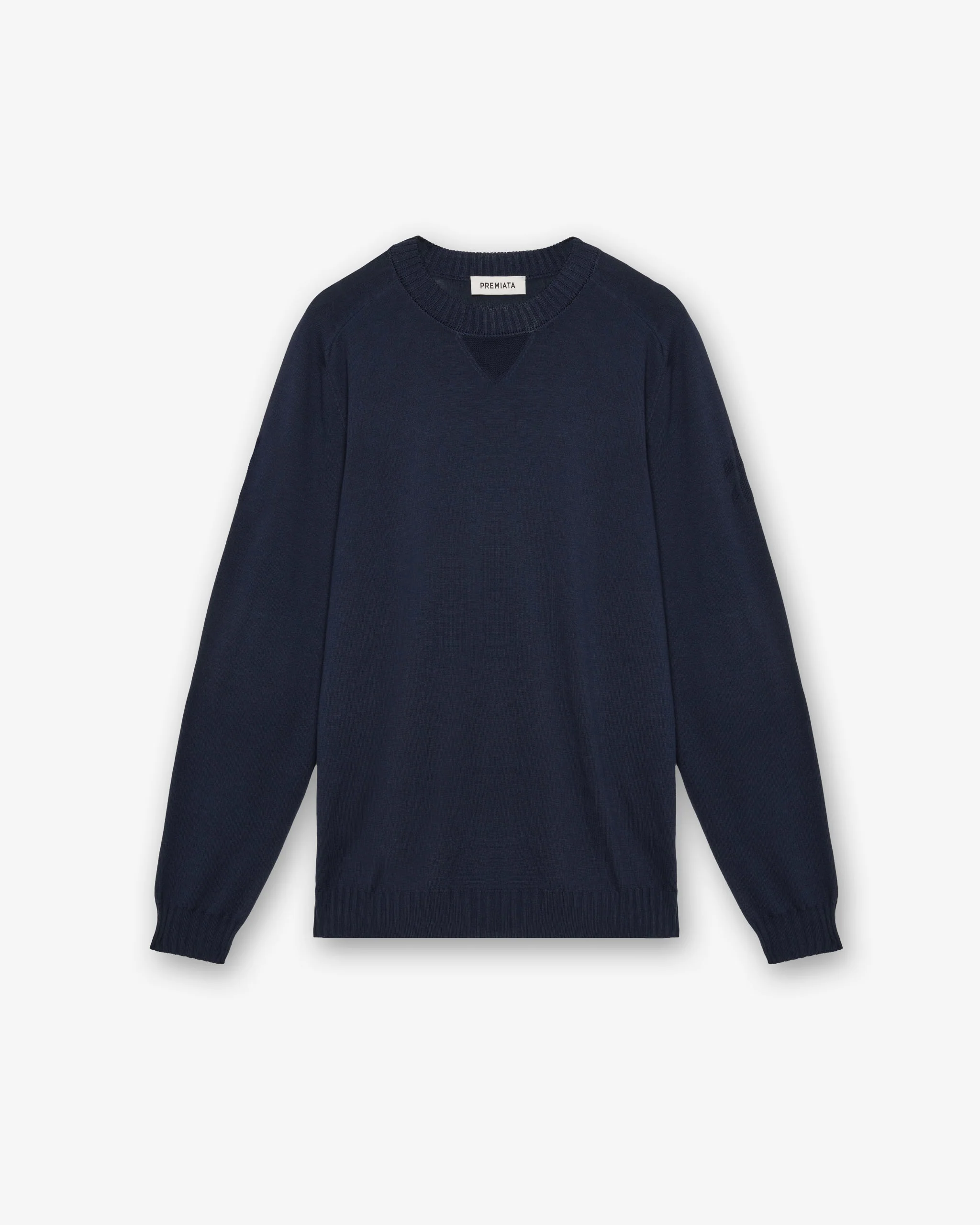 Crew-neck cotton sweater with nylon details