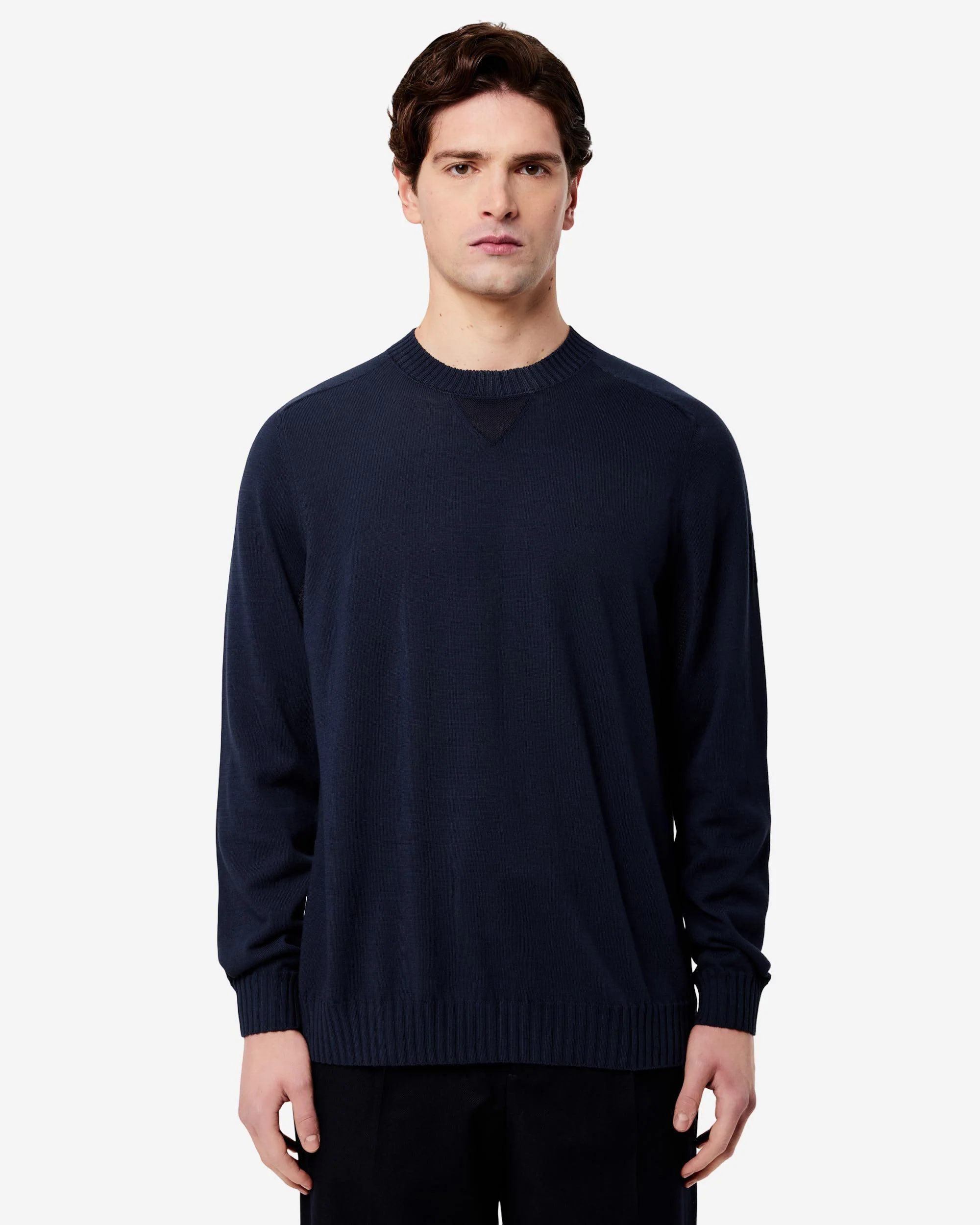 Crew-neck cotton sweater with nylon details - Image 2