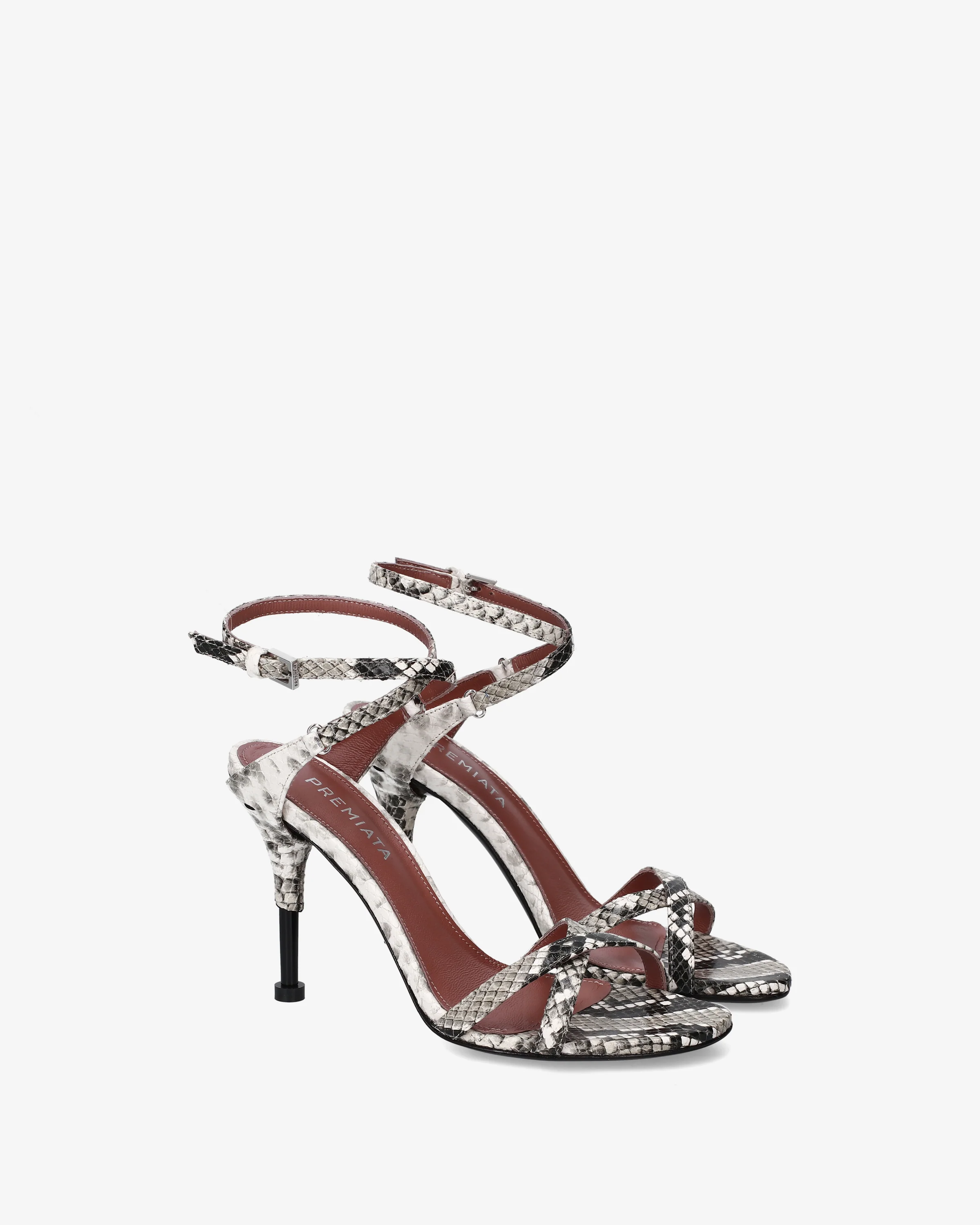 Python print leather heeled sandals - Image 2