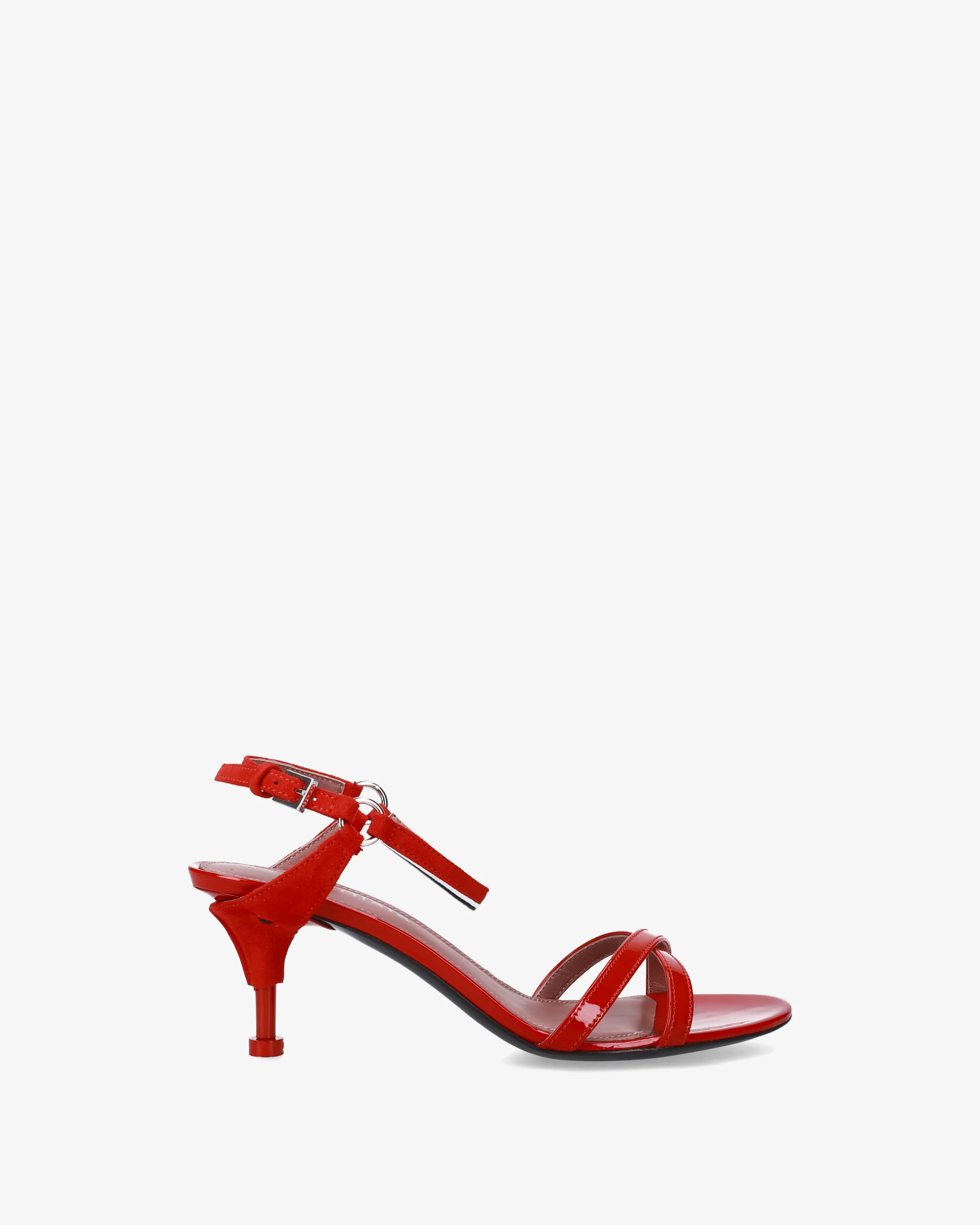 Patent leather and suede sandals